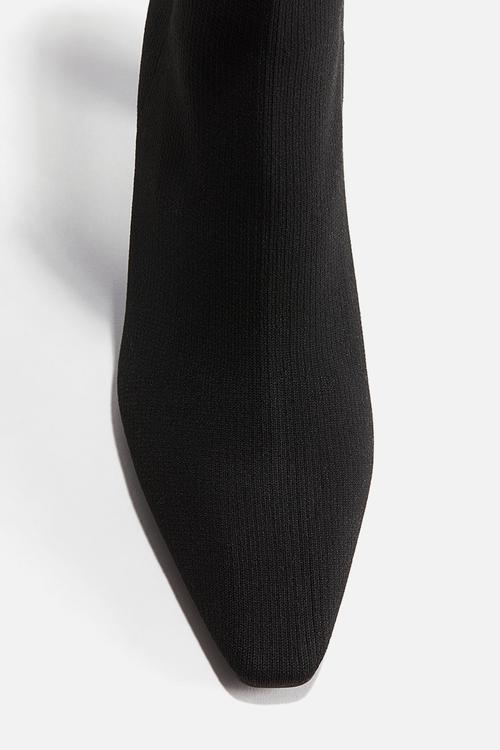 Calf-high sock boots - black