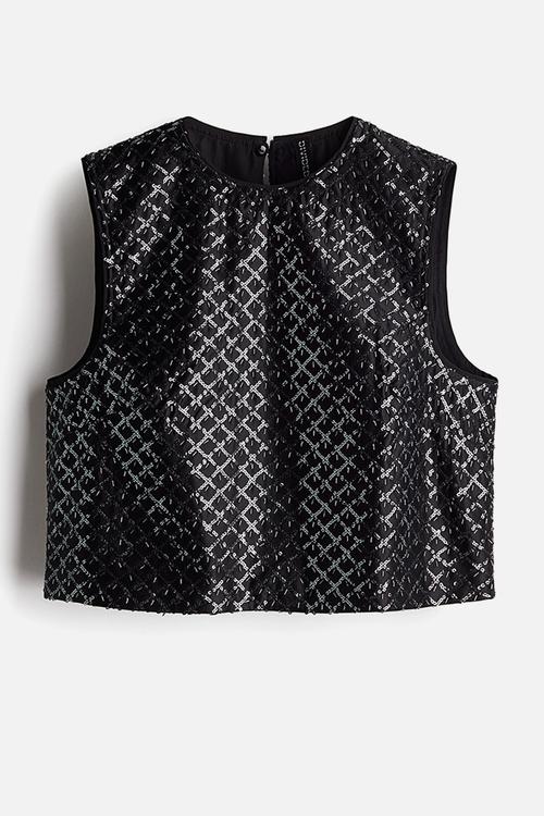 Embellished vest top - black