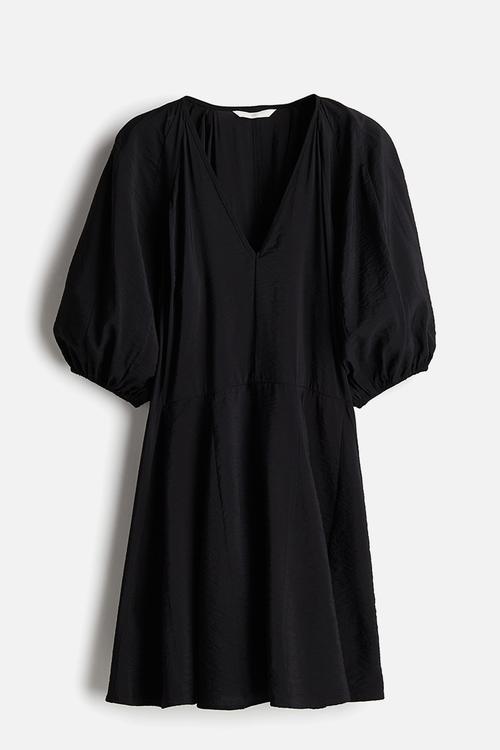 Flared-skirt dress - black