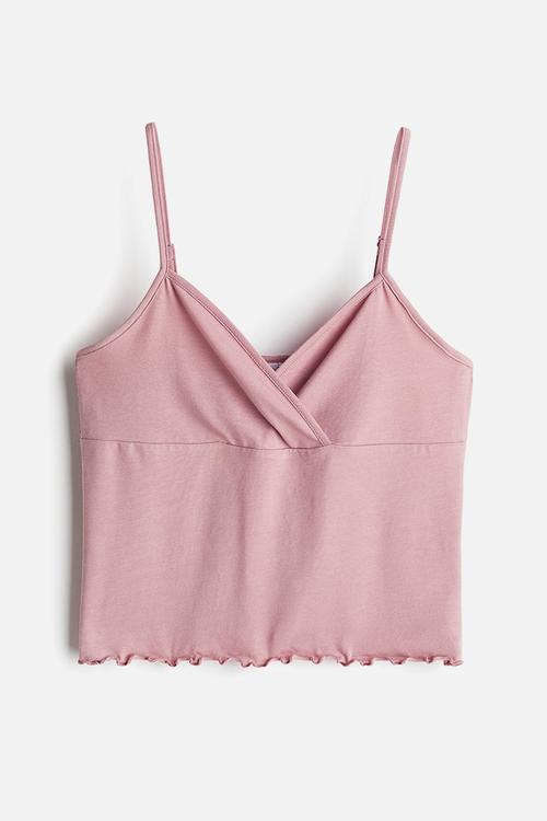 Overlock-detail strappy top - dusty pink