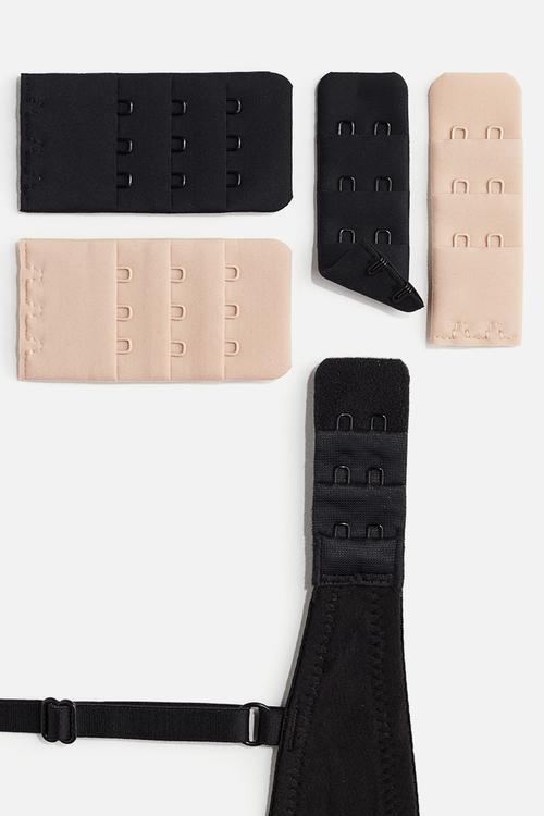 4-Pack bra extenders - black & light beige