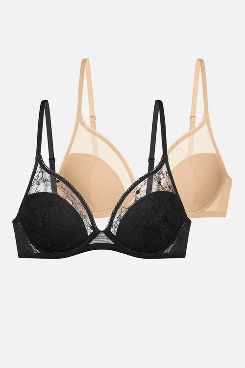 Alma 2pack light padded plunge - black/beige