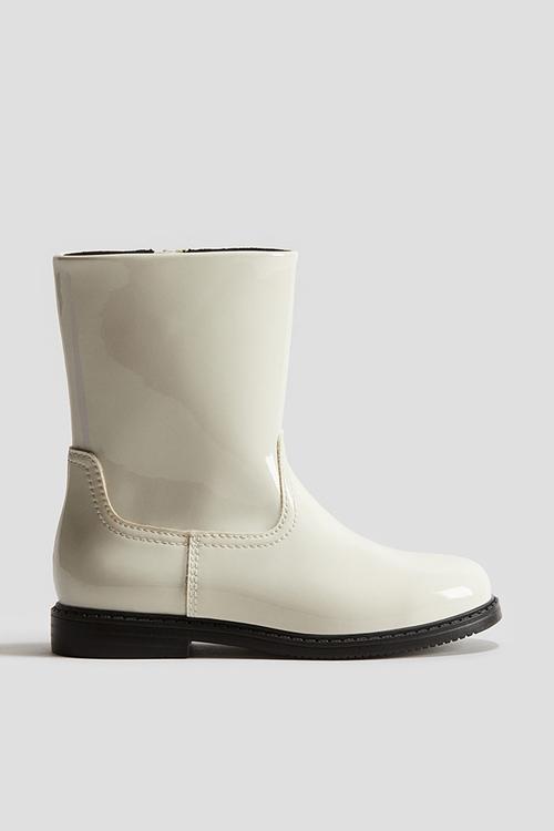 Patent boots - white