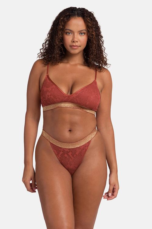 Vera Light padded bralette - coral/black
