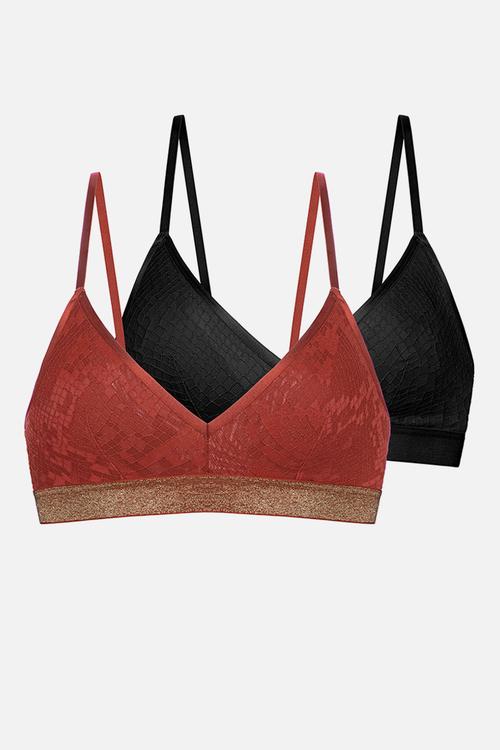 Vera Light padded bralette - coral/black