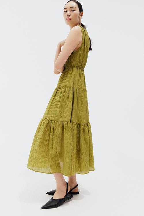Tiered dress - olive green 