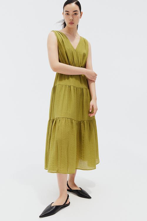 Tiered dress - olive green 
