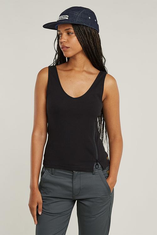 Asymmetrical Zip Slim Tank Top Wmn - White