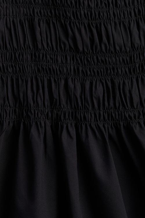 Smocked-top dress - black
