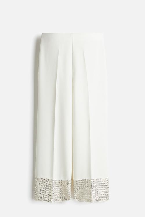 Bead-embellished trousers - white