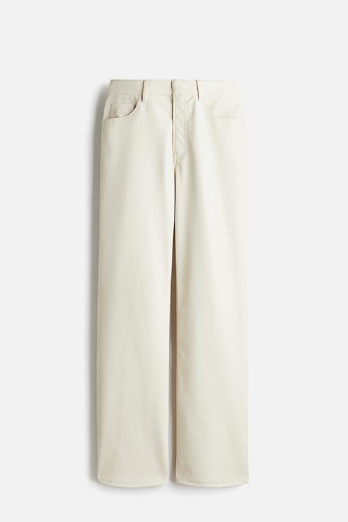 Coated trousers - cream
