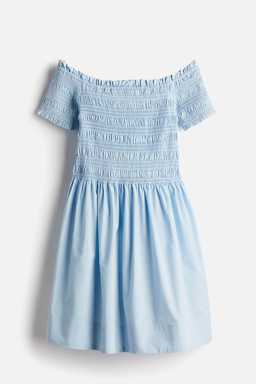Smocked-top dress - light blue