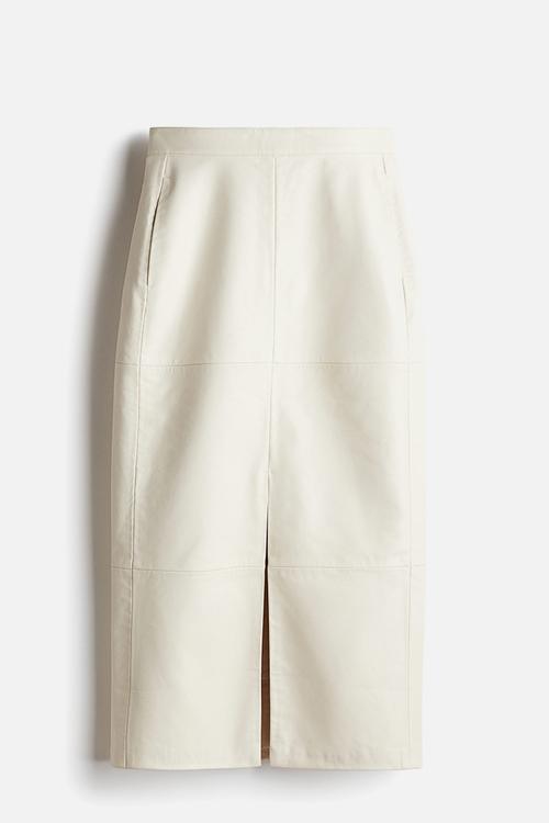 Coated pencil skirt - cream