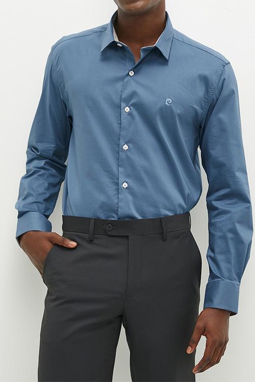 Plain stretch formal shirt - airforce