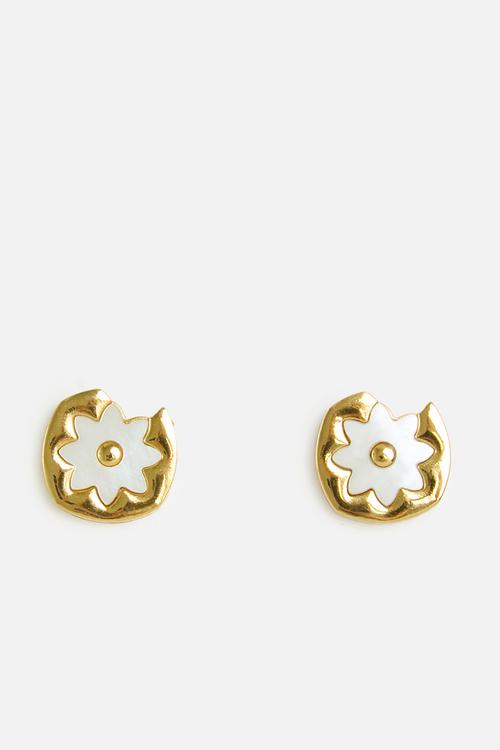 Floral stud earrings - gold