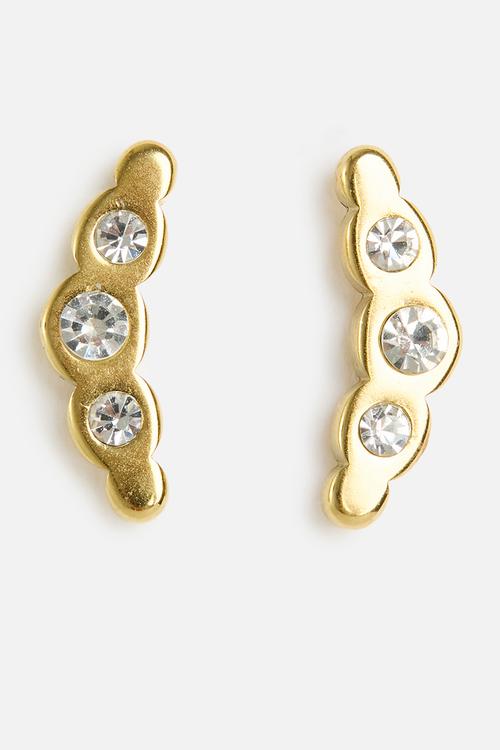 Stone-set ear hugging earrings - gold