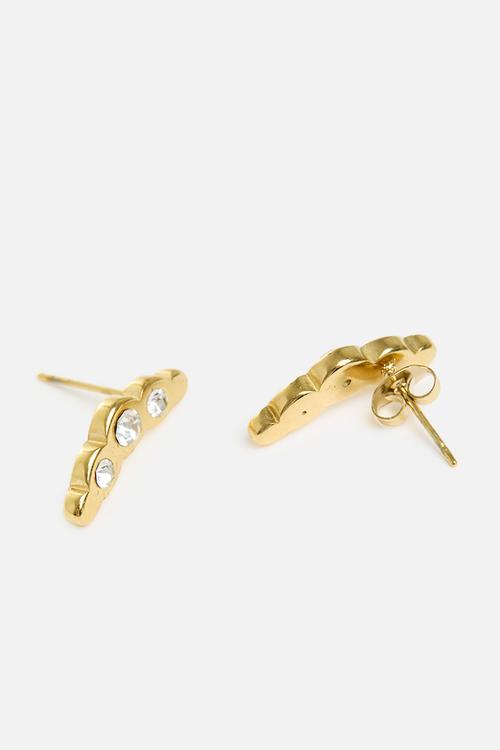 Stone-set ear hugging earrings - gold