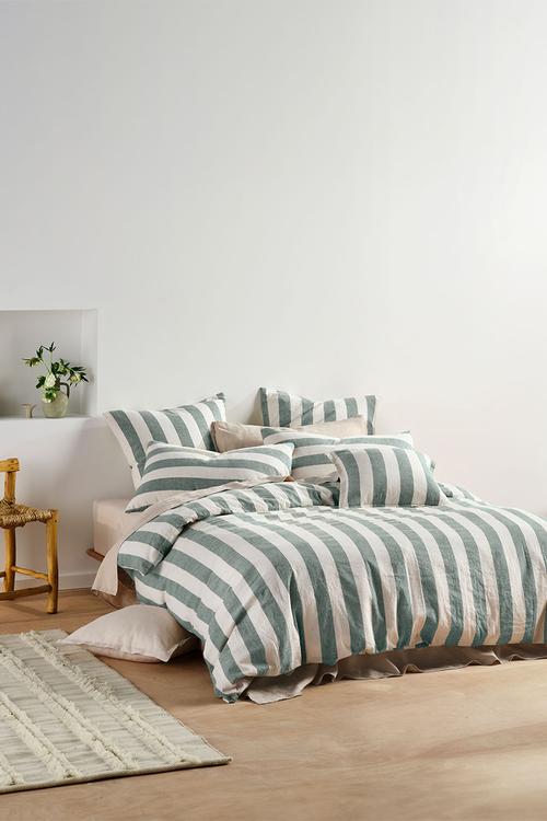 Vintage Stripe Duvet Cover Set - Denim
