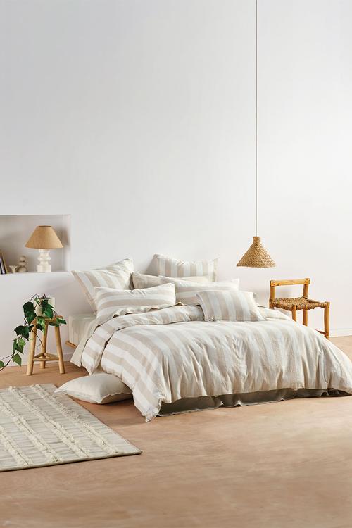Vintage Stripe Duvet Cover Set - Natural