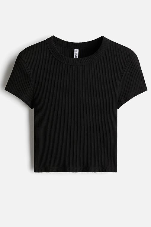 Ribbed t-shirt - black