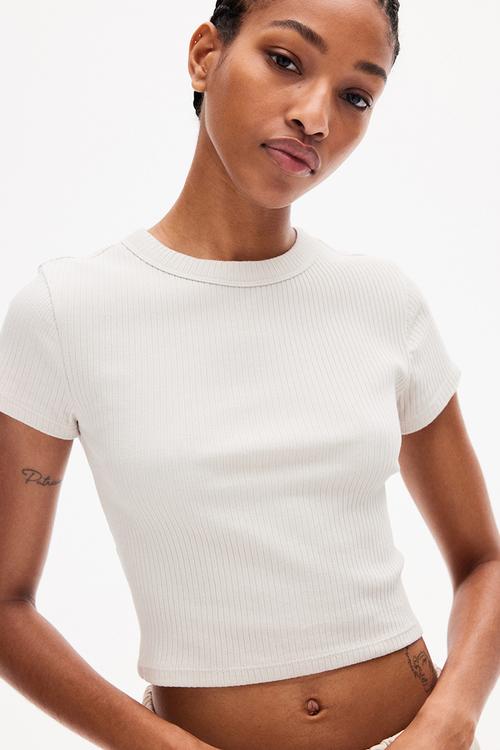 Ribbed t-shirt - light beige