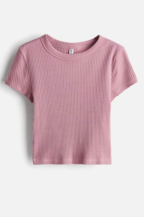 Ribbed t-shirt - dusty pink
