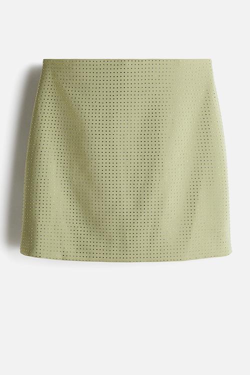 Rhinestone-embellished mini skirt - light dusty green