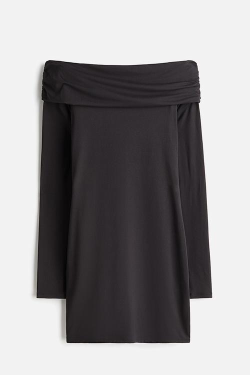 Off-the-shoulder bodycon dress - black