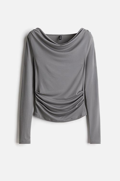 Draped jersey top - grey