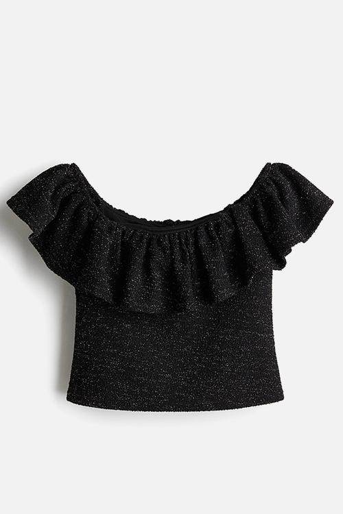 Glittery off-the-shoulder top - black