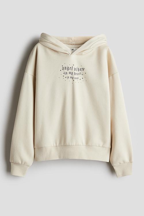 Printed hoodie - beige angel 