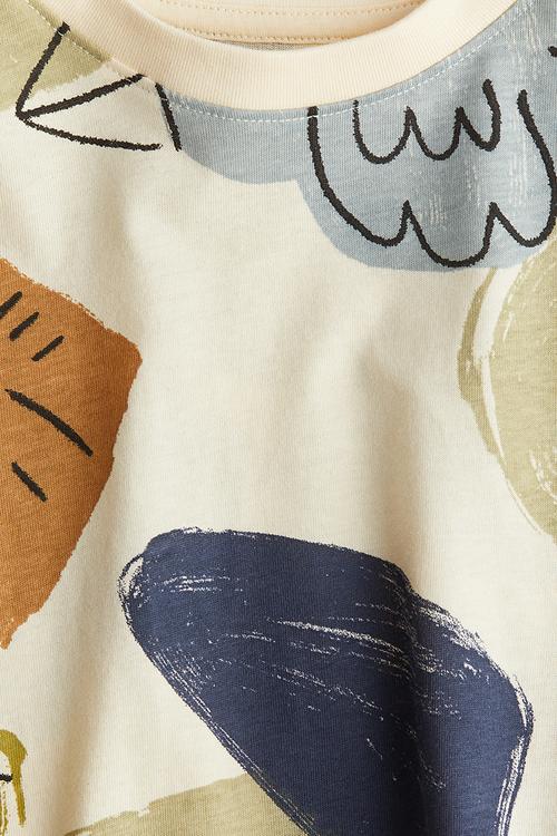 Printed jersey top -  light yellow/birds