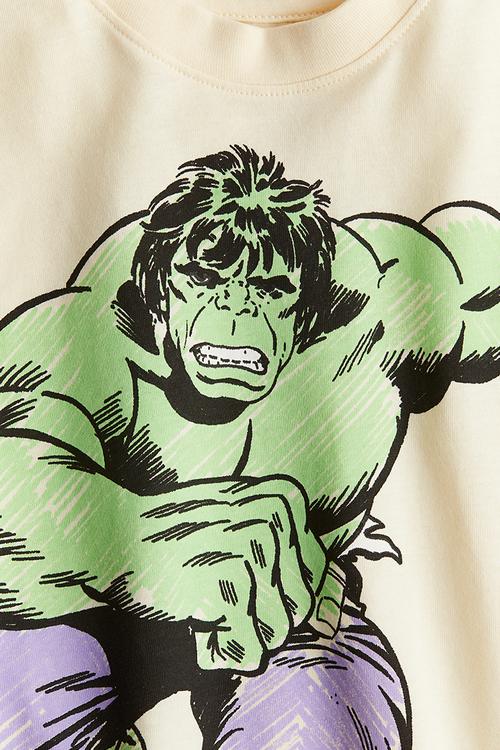 Printed t-shirt - light yellow/the hulk 