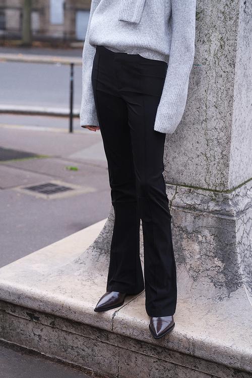 Flared tailored trousers - black