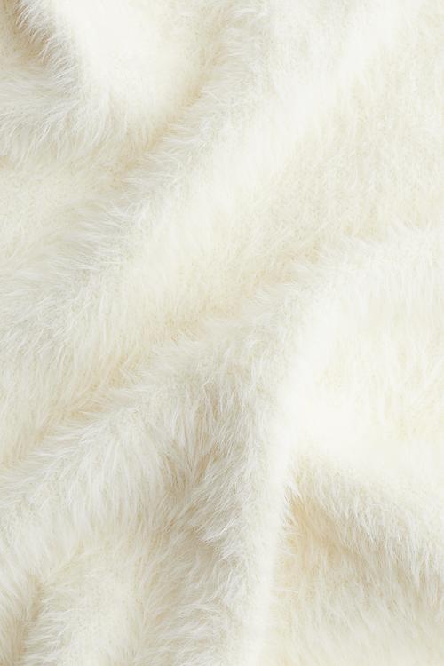 Fluffy-knit skirt - cream