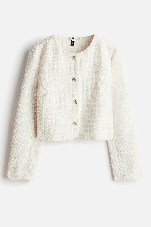 Short bouclé jacket - cream