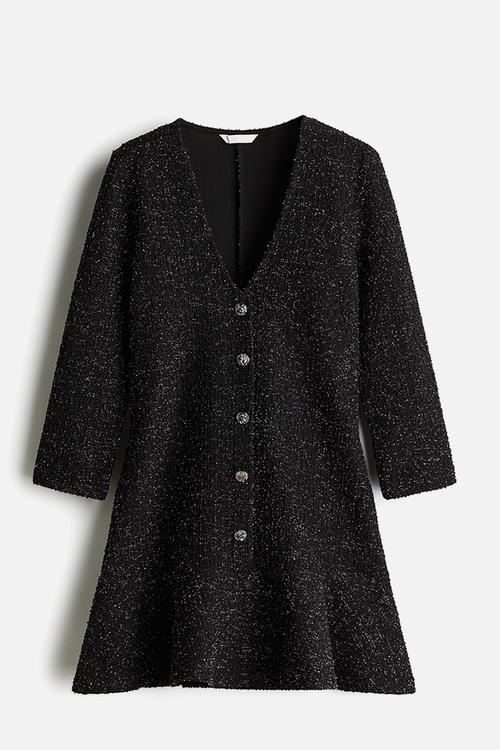 Glittery bouclé dress - black