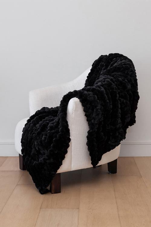 Arctic Faux Fur Throw Midnight 50x200