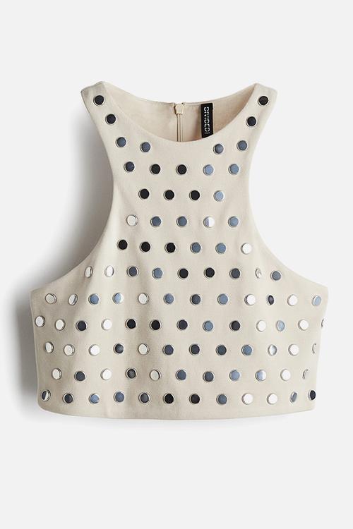 Studded crop top - light beige