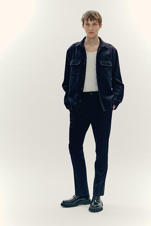 Slim fit tailored trousers - navy blue
