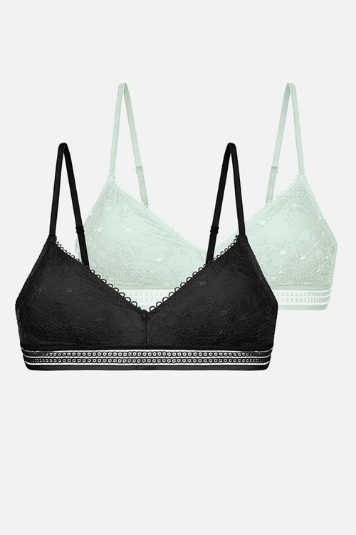Plus 2 pack Anika bralette - black/green2