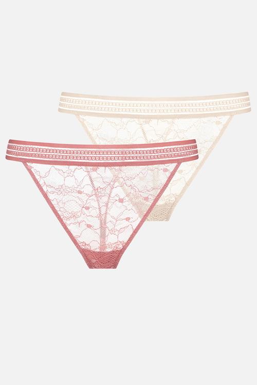 Plus 2 pack Anika string - pink/ivory2