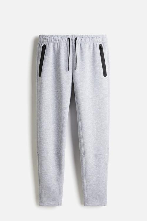Slim fit sports joggers with drymove™ - light grey marl