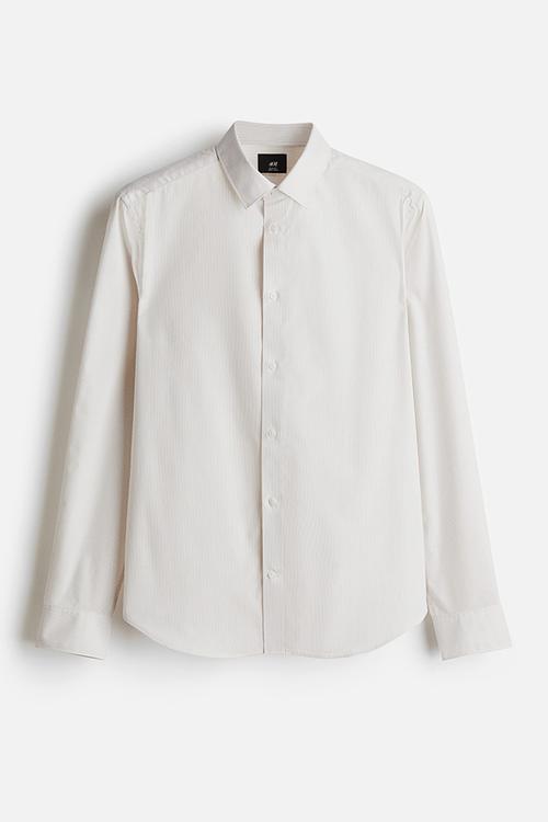 Slim fit easy-iron shirt - light beige
