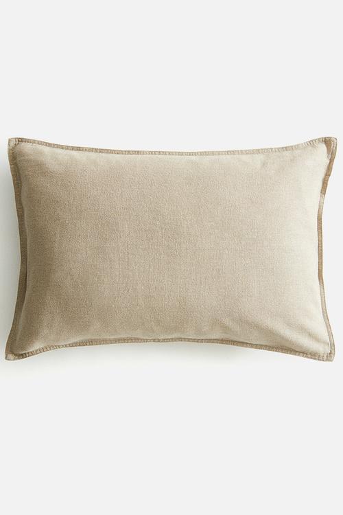 Linen-blend cushion cover - beige