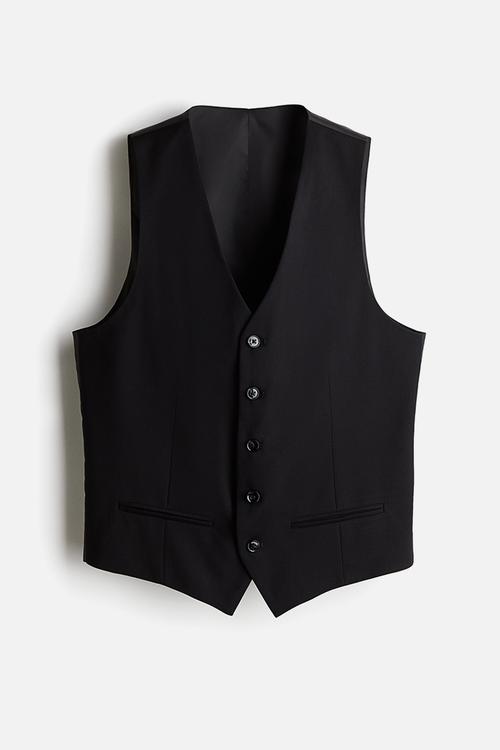 Slim fit suit waistcoat - black