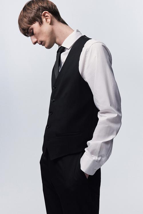 Slim fit suit waistcoat - black