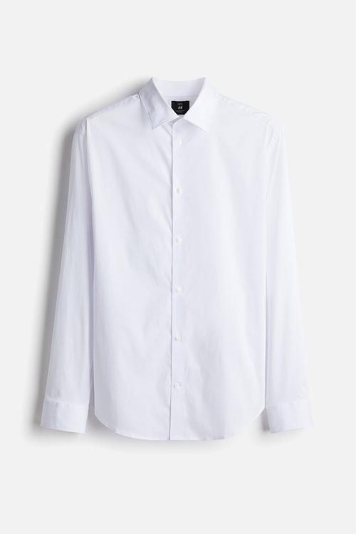 Slim fit stretch shirt - white