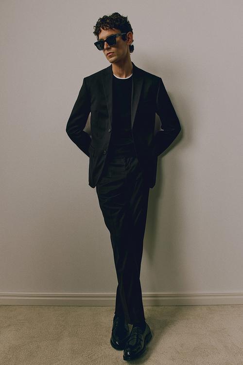 Slim fit jacket - black