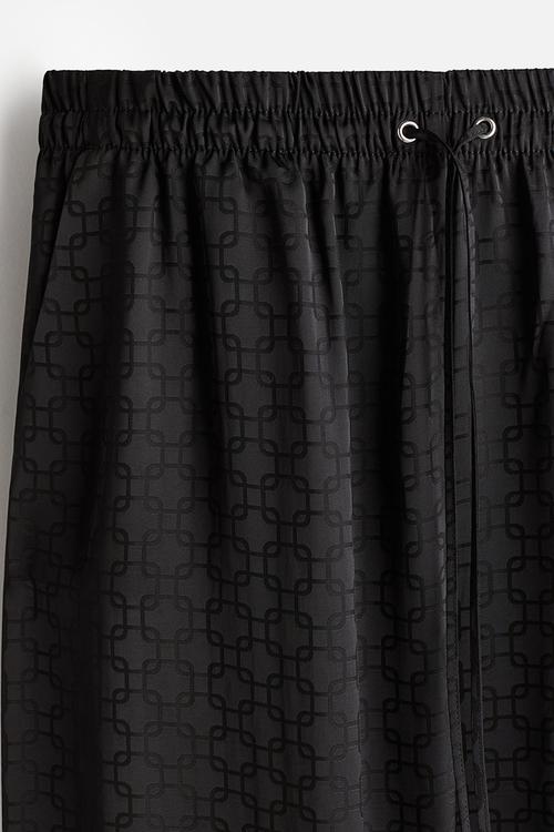 Wide drawstring trousers - black patterned 